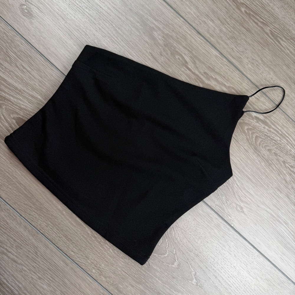 Polly Womens Top One Shoulder Sleeveless Solid Black Size 2